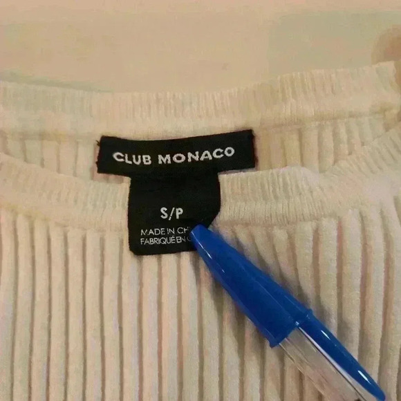 Club Monaco Ribbed Long Sleeve Crewneck Loose Fit Sweater Cream Size Small - Picture 6 of 10